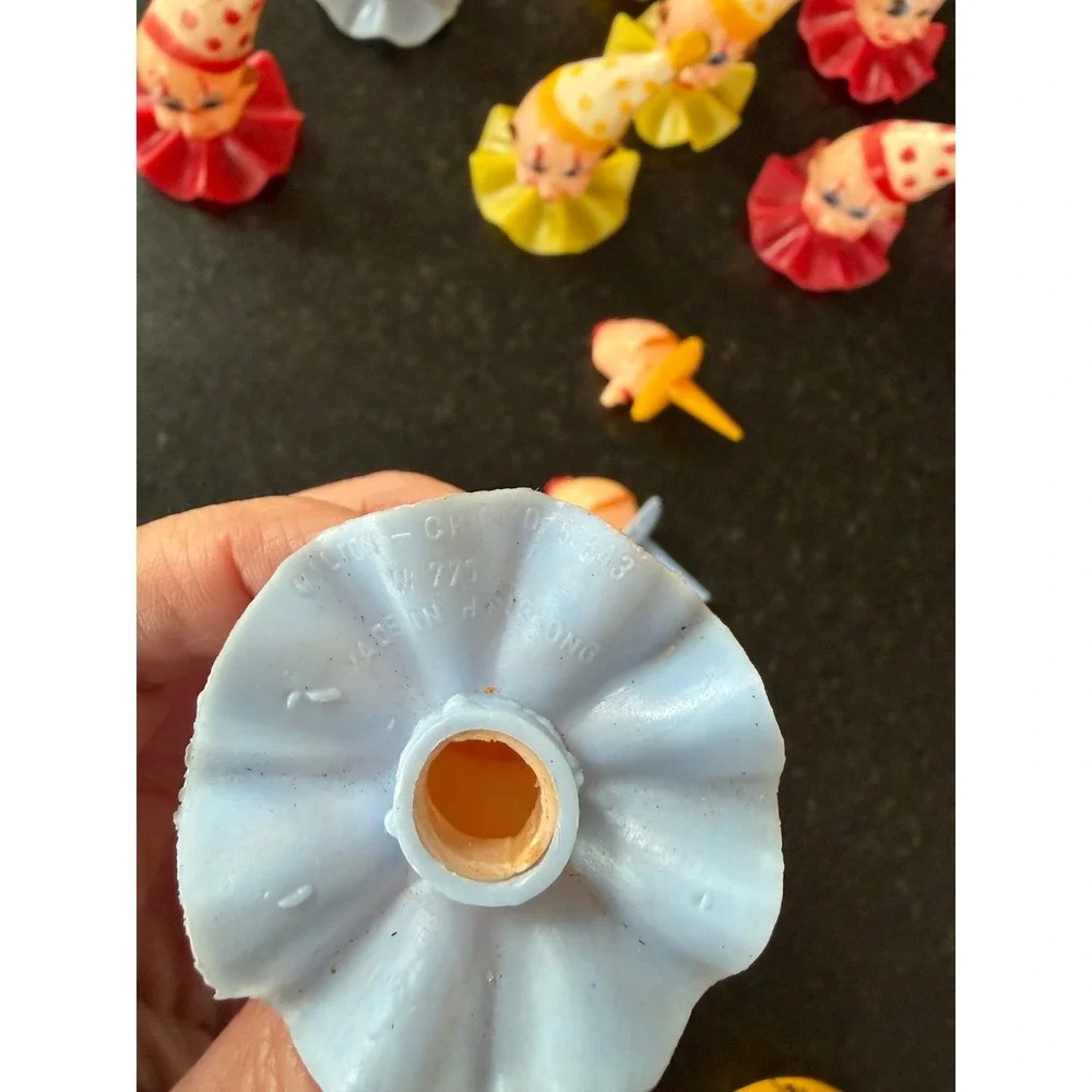 Vintage Wilton Clown Cake Toppers Picks Lot Plastic Mid Century Hong Kong 11pc